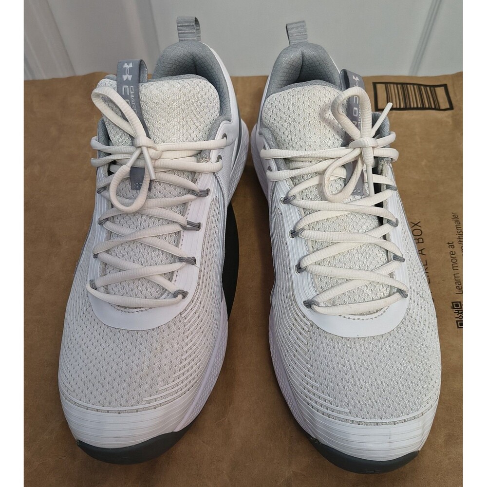 Under Armour Charged Commit 3023703-103 Mens Sneaker Sz 12 White Mod Gray Shoes